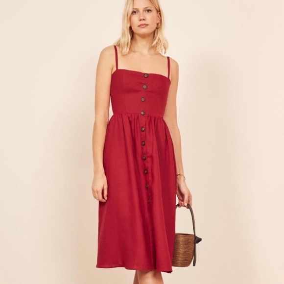 Reformation Dresses & Skirts - Reformation Tori Linen Sun Dress in Cherry Red